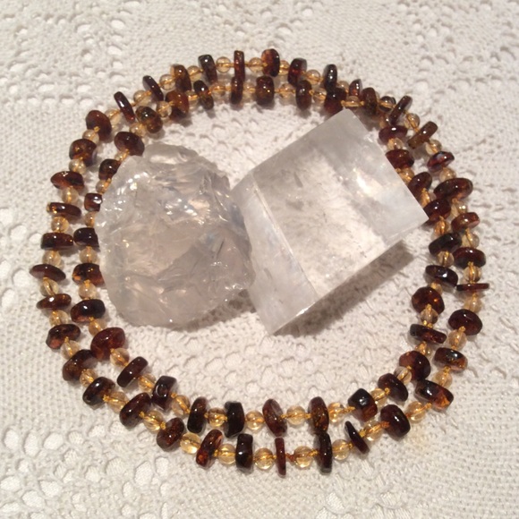Amber and citrine ⭐️ hand-knotted necklace ⭐️ 26” - Picture 3 of 4
